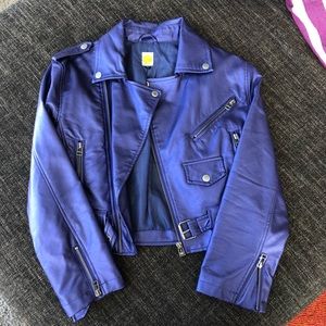 Metallic faux leather jacket